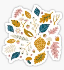 Herbstlaub in Gold + Blau Sticker
