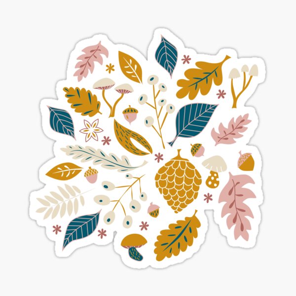 Item preview, Fall Foliage in Gold + Blue designed and sold by latheandquill.