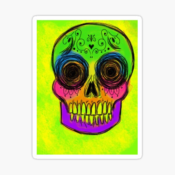 Neon sugar skull Sticker
