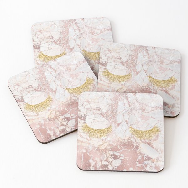 Item preview, Zzz in Marble - Glittering Gold Eyelashes on Rosegold Quartz designed and sold by cadinera.