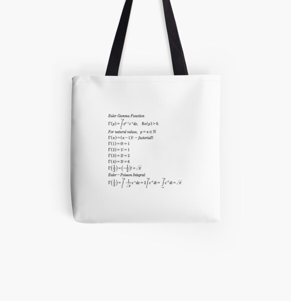 #mathematics #gammafunction #Γ #capital #Greekalphabet #letter #extension #factorial #function #argument #shifteddown #real #complex #numbers #gamma #defined #complexnumbers #nonpositive #integers All Over Print Tote Bag