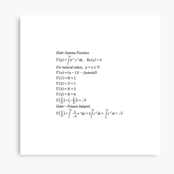 #mathematics #gammafunction #Γ #capital #Greekalphabet #letter #extension #factorial #function #argument #shifteddown #real #complex #numbers #gamma #defined #complexnumbers #nonpositive #integers Metal Print