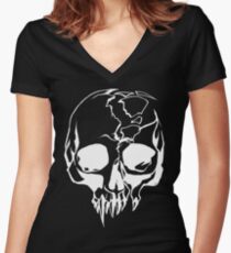 vampire skull Women's Fitted V-Neck T-Shirt