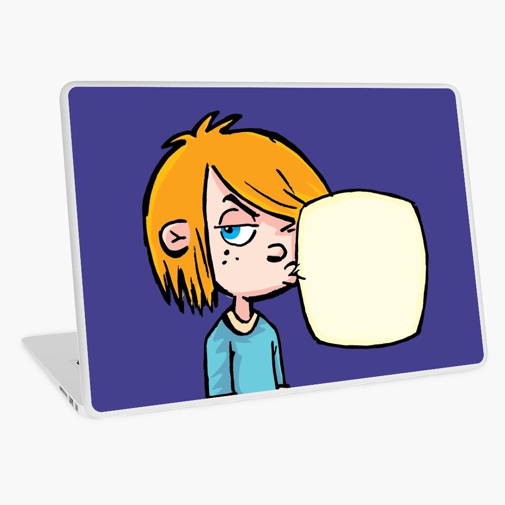 boy blows chewing gum Laptop Skin