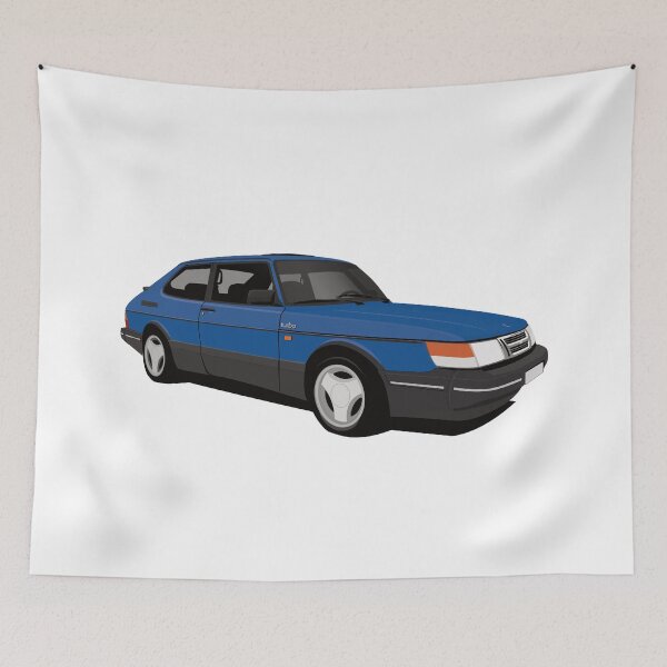 Item preview, Blue Saab 900 Turbo Aero illustration designed and sold by knappidesign.