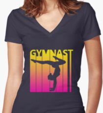 Retro 1980s Gymnast Women's Fitted V-Neck T-Shirt
