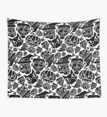 Halloween Pattern (White and Black) Wall Tapestry