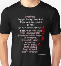1Term Tony/ Daylight Savings/ Black Tshirts Unisex T-Shirt
