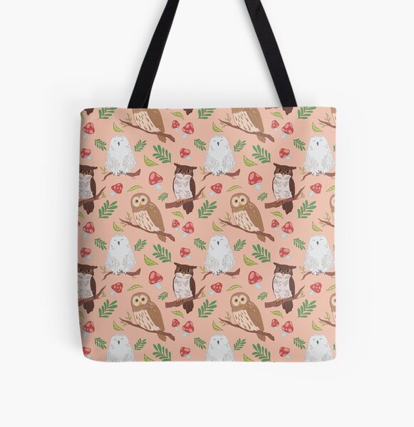 Owl pattern All Over Print Tote Bag