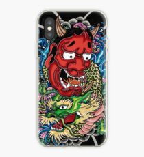 Hannya mask and Japanese dragon iPhone Case