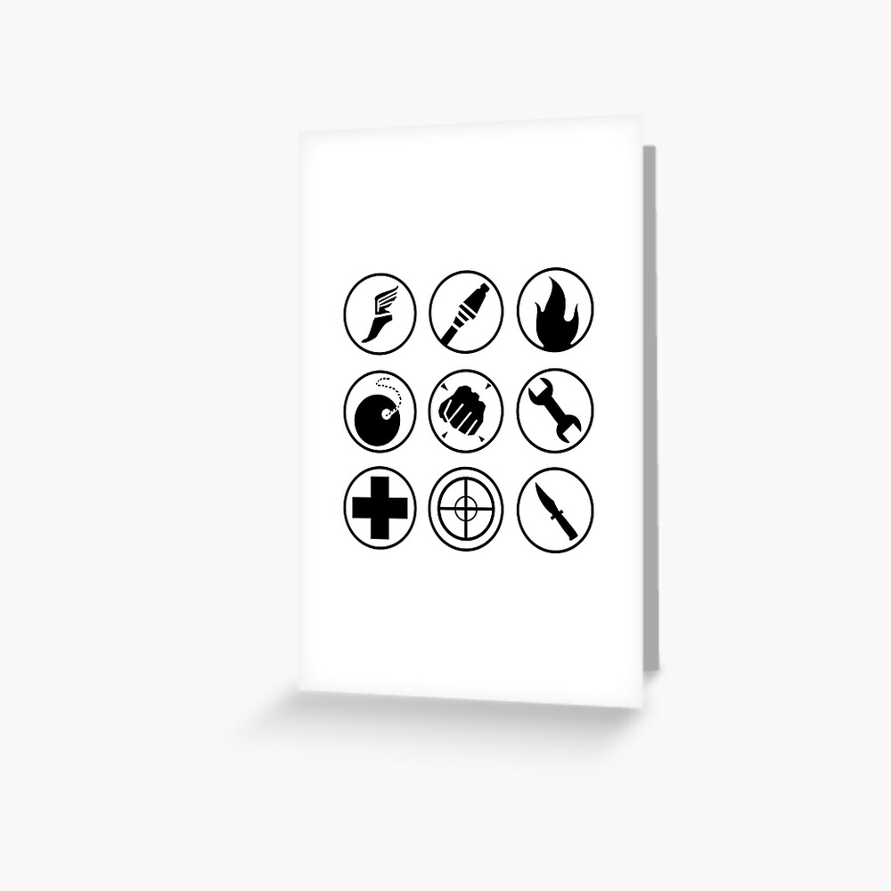 "Team fortress 2 class icons Black" Greeting Card for Sale by