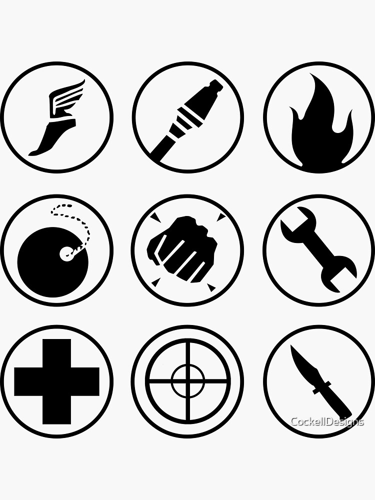 "Team fortress 2 class icons Black" Sticker for Sale by CockellDesigns