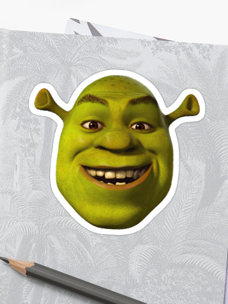 Giant Shrek Head Sticker By Memestickersco - cabeza roblox papeler#U00eda redbubble