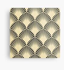 Art Deco, schwarz, beige, rustikal, Vintag, Fan, Muster, elegant, Chic Metalldruck