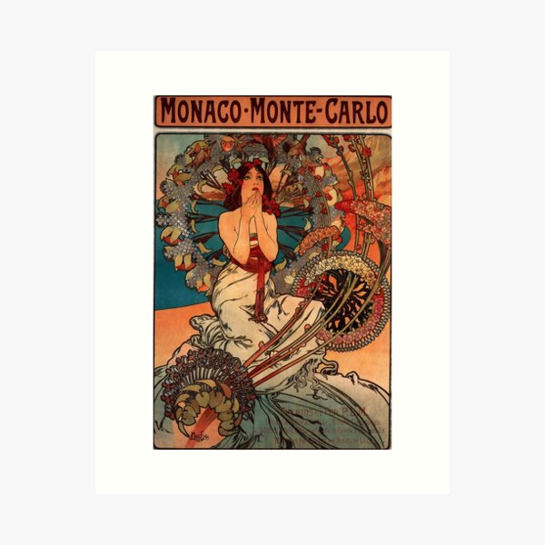 Monaco Monte Carlo.1897,Alphonse Mucha,litography Art Print