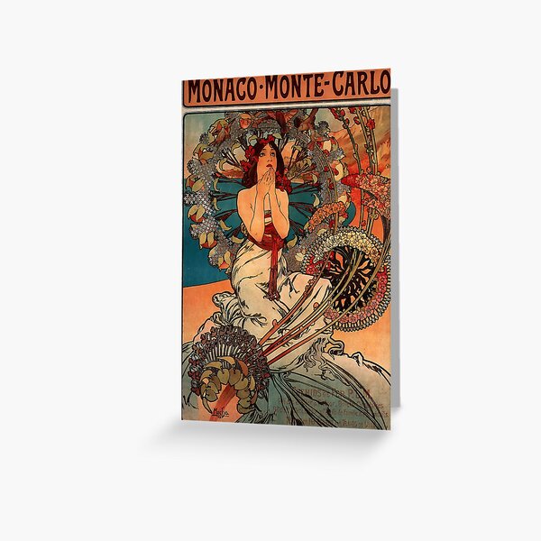 Monaco Monte Carlo.1897,Alphonse Mucha,litography Greeting Card