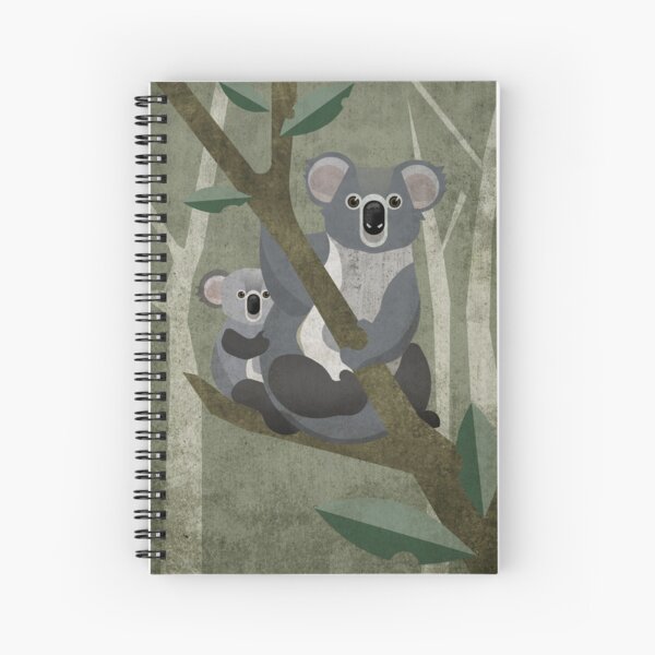 Koala mit Kind auf Eukalyptus Baum Spiralblock