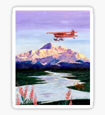 Denali Mountain Painting, K2 Aviation, Living Room Painting, Alaska Mountain, Gift for Pilot, Scott Clendaniel, Alaska Aviation, Mt McKinley Sticker