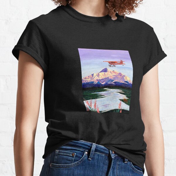 Denali Mountain Painting, K2 Aviation, Living Room Painting, Alaska Mountain, Gift for Pilot, Scott Clendaniel, Alaska Aviation, Mt McKinley Classic T-Shirt