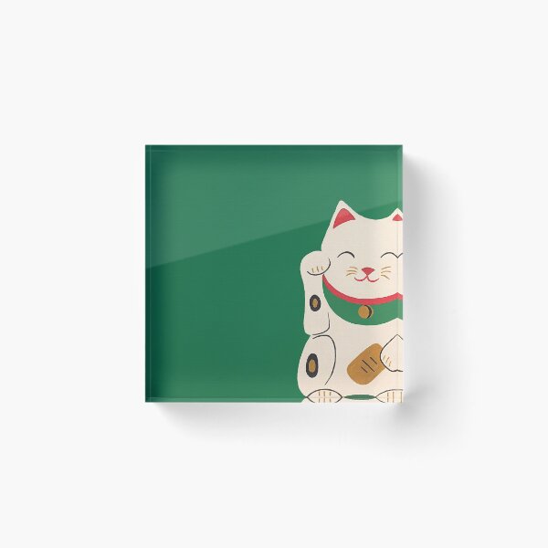 Item preview, Green Lucky Cat Maneki Neko designed and sold by Brushedinbold.