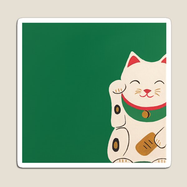 Aperçu de l'œuvre Chat vert chanceux Maneki Neko créée et vendue par Brushedinbold.