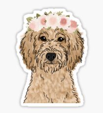 Floral Crown Goldendoodle Sticker