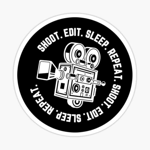 Artikel-Vorschau von Filmkamera filmen - Shoot Edit Sleep Repeat, designt und verkauft von picadillyprints.