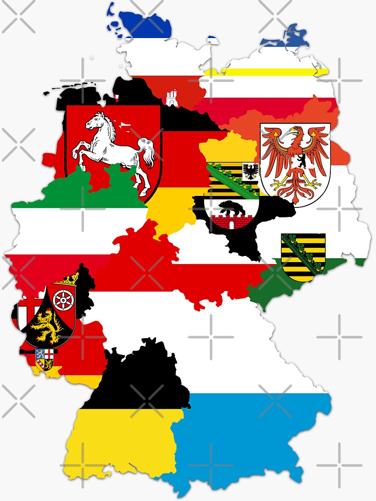 "German States Flags Map, Germany Flagmap" Sticker for Sale by Celticana Redbubble