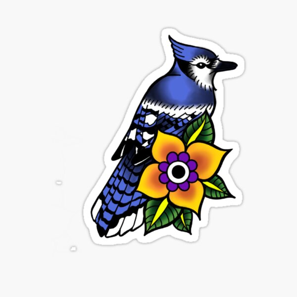 Bluebird Tattoo Flash Art Sticker By Caseychaotic Redbubble