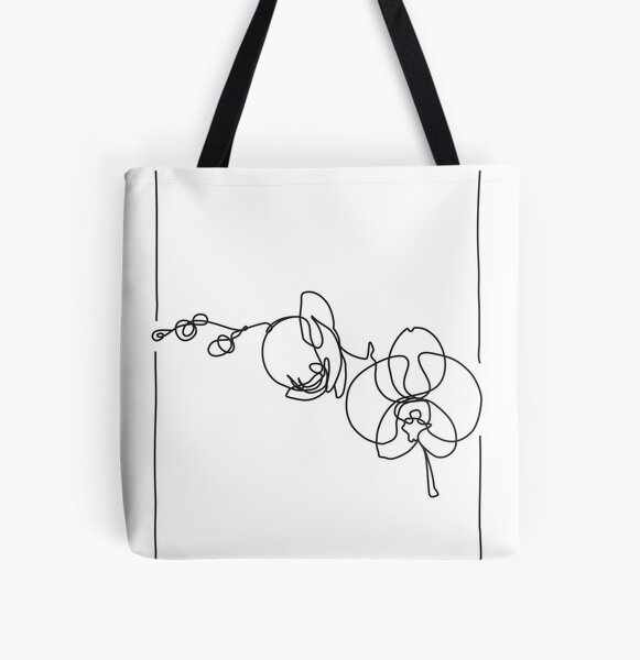 Bolsa De Tela Orquideas Flores Dibujo A Lapiz Monocromo Negro De Envelope Studio Redbubble