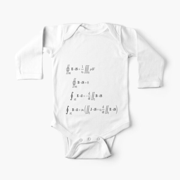 Maxwell's equations, #Maxwells, #equations, #MaxwellsEquations, Maxwell, equation, MaxwellEquations, #Physics, Electricity, Electrodynamics, Electromagnetism Long Sleeve Baby One-Piece