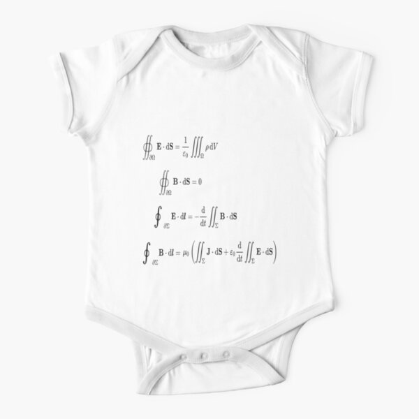 Maxwell's equations, #Maxwells, #equations, #MaxwellsEquations, Maxwell, equation, MaxwellEquations, #Physics, Electricity, Electrodynamics, Electromagnetism Short Sleeve Baby One-Piece