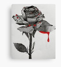 Bloody Black and White Rose Canvas Print