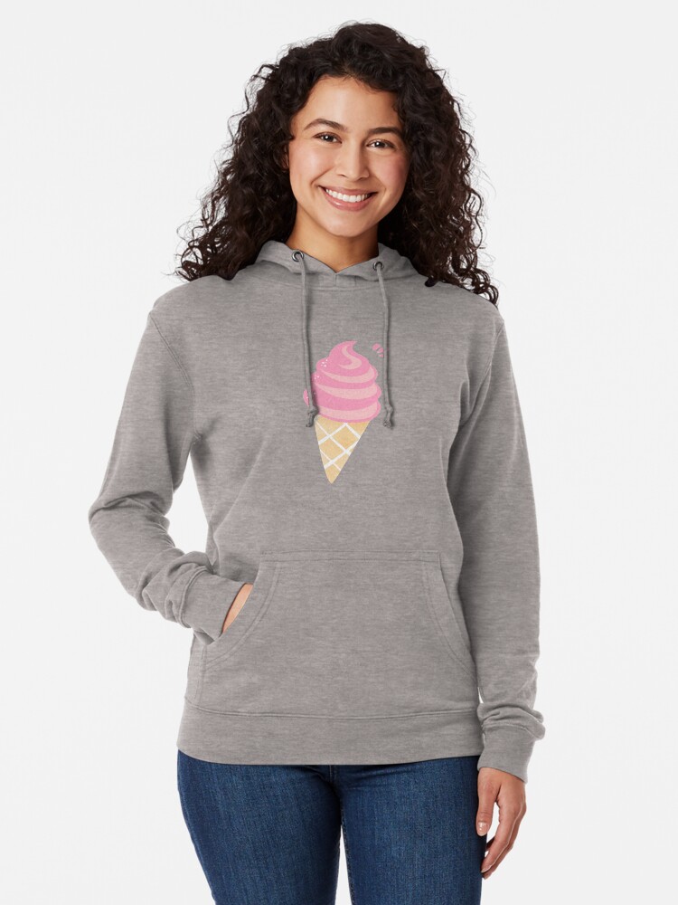 "Pink Ice Cream Cone" Lightweight Hoodie for Sale by colorcover Redbubble