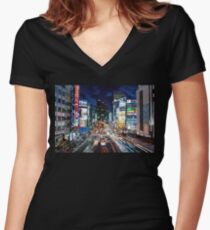 Tokyo traffic Women's Fitted V-Neck T-Shirt
