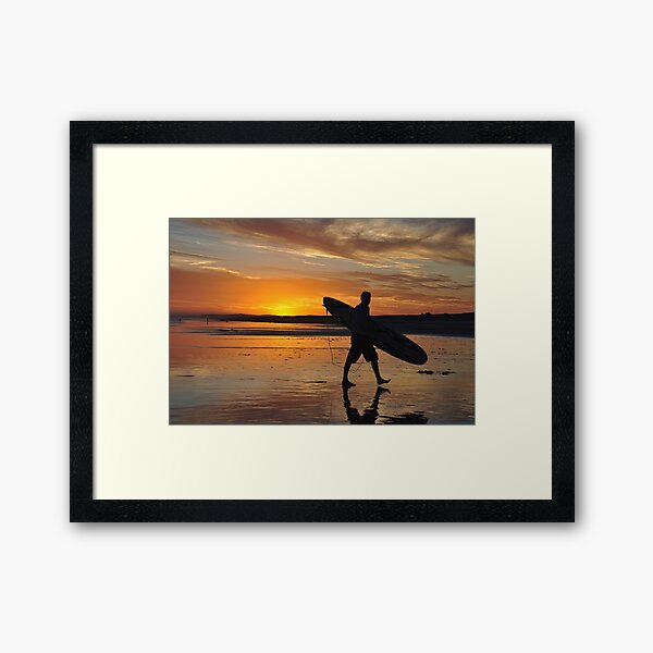 Surfer Silhouette - Redhead Beach NSW Australia Framed Art Print