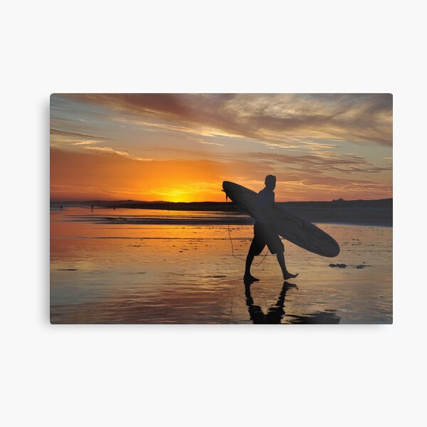 Surfer Silhouette - Redhead Beach NSW Australia Metal Print