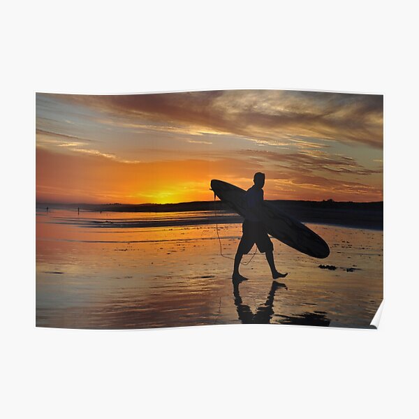 Surfer Silhouette - Redhead Beach NSW Australia Poster