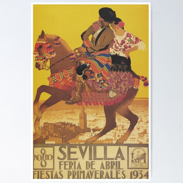 Item preview, Seville Spain Vintage Travel Poster designed and sold by vintagevivian.