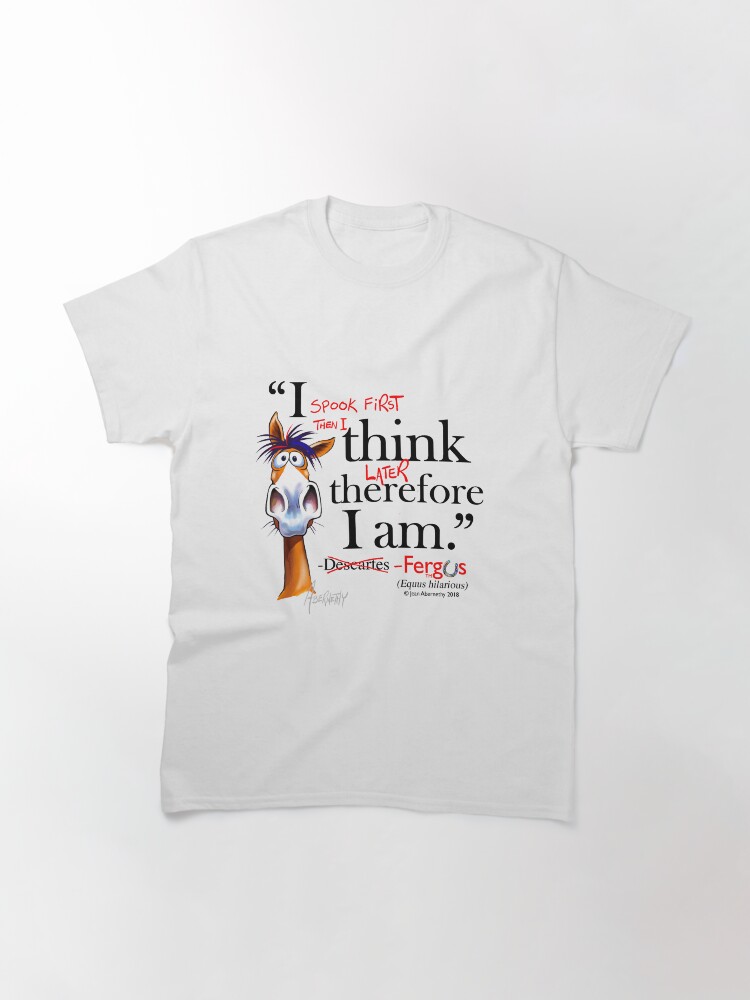Alternate view of Fergus the Horse: Descartes (black) Classic T-Shirt