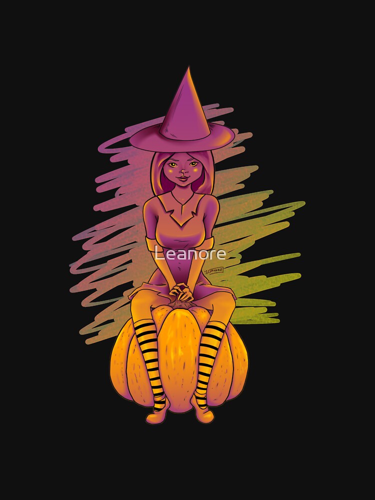 Witch Cutie on a Pumpkin by Leanore