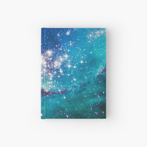 Turquoise Blue Glitter Star Galaxy Hardcover Journal