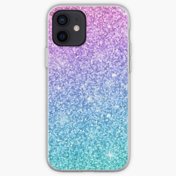 Purple Turquoise Glitter Ombre iPhone Soft Case