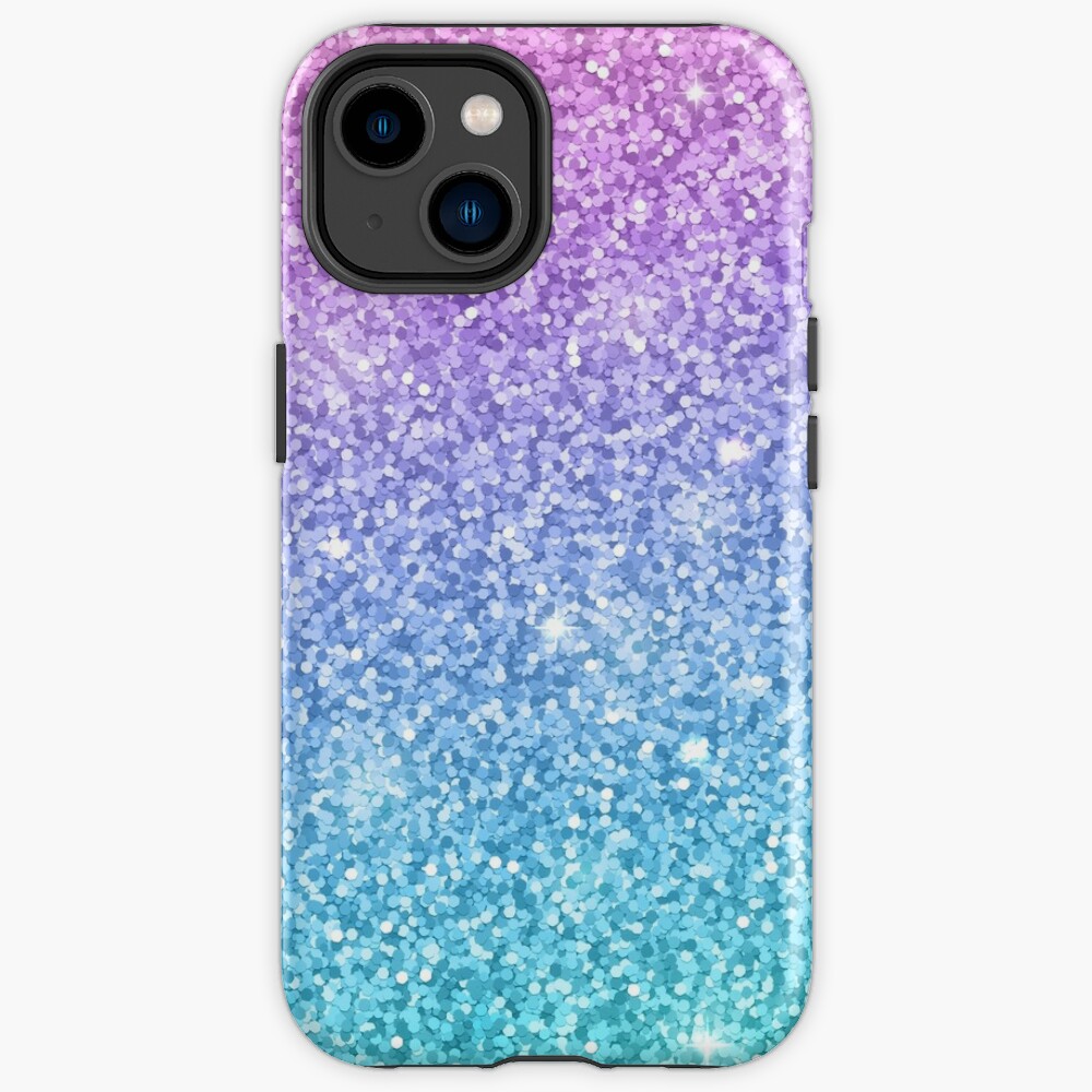 Clear Glitter Phone Case with Cute Gradient Rainbow Sequins for