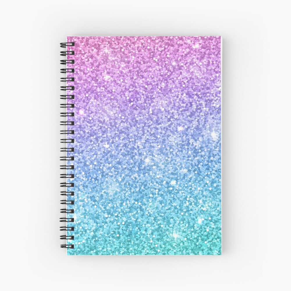 Purple Turquoise Blue Glitter Ombre Spiral Notebook