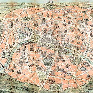 Artwork thumbnail, Vintage Paris Map by kapotka