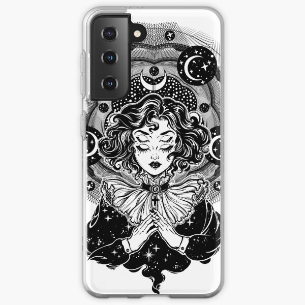 Girl portrait with four eyes, sacred space circle. Samsung Galaxy Soft Case