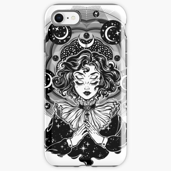 Girl portrait with four eyes, sacred space circle. iPhone Tough Case