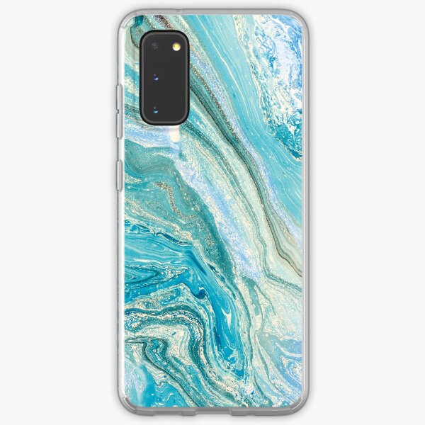 Turquoise Blue Green Liquid Marble Abstract Artwork Samsung Galaxy Soft Case