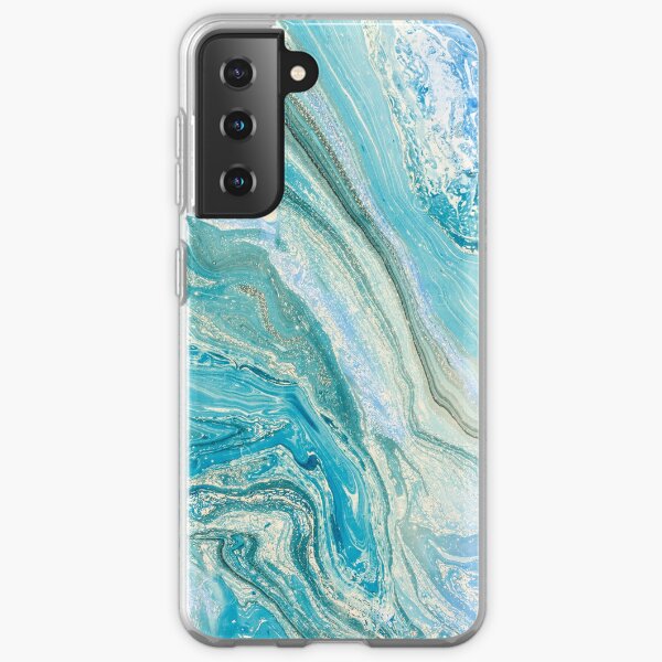 Turquoise Blue Green Liquid Marble Abstract Artwork Samsung Galaxy Soft Case